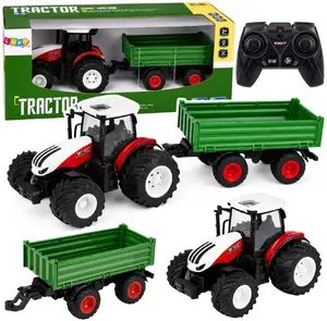 LEANToys Remote Controlled Farm Tractor with Tipper Trailer 1:24 Scale with Lights and Sound