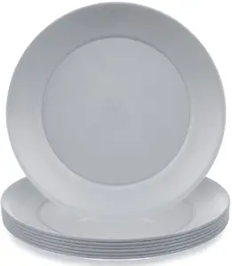 STALMAN Sandy Plastic Dinner Plates, Grey, 23.5 cm, 6-Piece Set