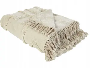 Beliani Koc CHACK Bawełna 200 x 220 cm Beżowy