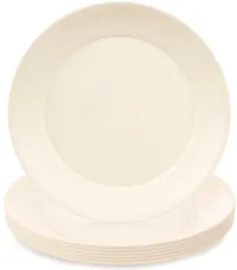 STALMAN Sandy Dinner Plates, Plastic, Cream, 23.5 cm, 6 Pieces