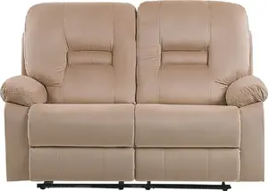 Beliani Sofa z elektryczną funkcją relaksu 2-osobowa welurowa LED z ładowarką beżowa BERGEN!
