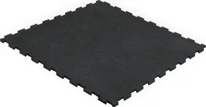 Rebel Active Rubber Gym Flooring Mat, Puzzle Tiles 1m x 1m, 20mm Thickness, Black