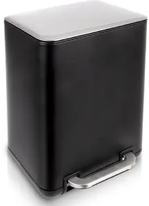 Kosz na śmieci Stefanplast Kosz na śmieci z pedałem stalowy czarny BLACK 6 l