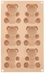 Koopman Forma do ciastek muffinek silikonowa beżowa misie 30x17,5x2 cm