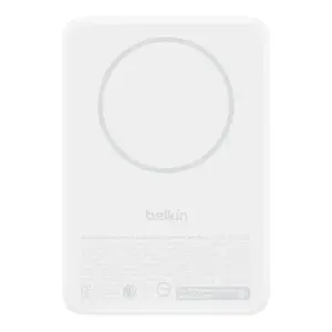 Belkin Slim Magnetic Power Bank 10K with Qi2, 5000 mAh, 20W USB-C, Wireless Charging, White