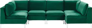 Beliani EVJA 6-Seater Modular Velvet Sofa in Green