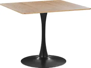 Beliani Stół do jadalni 90 x 90 cm jasne drewno z czarnym BOCA