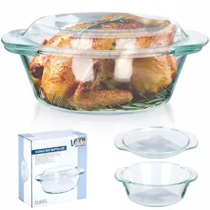 Maku Round Borosilicate Glass Dish with Lid 1.0 L
