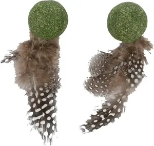 Flamingo Katti Green Balls with Feathers, 2pcs
