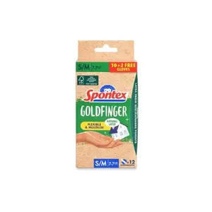GOLDFINGER VIENREIZLIETOJAMO CIMDU KOMPL.12GAB.,, S/M, DABĪGAIS LATEKSS, Spontex