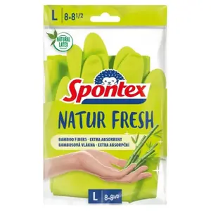 NATUR FRESH DAUDZREIZLIETOJAMIE CIMDI, L, ZAĻI, DABĪGAIS LATEKSS, Spontex