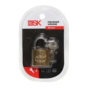 Навесной замок BESK 25мм 25AR029-2 с 3 ключами