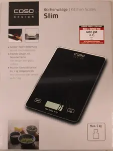 Caso Slim Kitchen Scale, 5 kg Capacity, 1 g Graduation, Stainless Steel, Black
