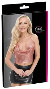 Топ Cottelli Collection из металлических пластин цвета розового золота с вырезом-качели