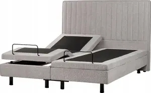 Beliani DUKE II polsterēta regulējama gulta 160 x 200 cm pelēka
