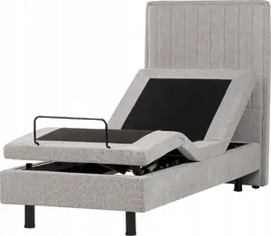 Beliani DUKE II regulējama polsterēta gulta 80 x 200 cm pelēka