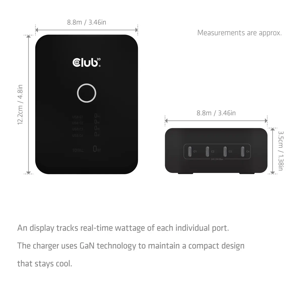Зарядная станция Club 3D CAC-1933 4x USB-C 240 Вт Photo 3