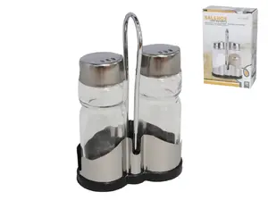 KITCHEN&GO stikla sāls un piparu trauciņu komplekts ar statīvu