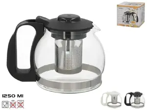 Стеклянный заварочный чайник KITCHEN&GO с металлическим ситечком, 1.2 л