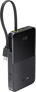 Baseus EnerFill Bipow2 LiPo Powerbank 10000mAh 22.5W USB and USB-C with integrated USB-C cable, Black