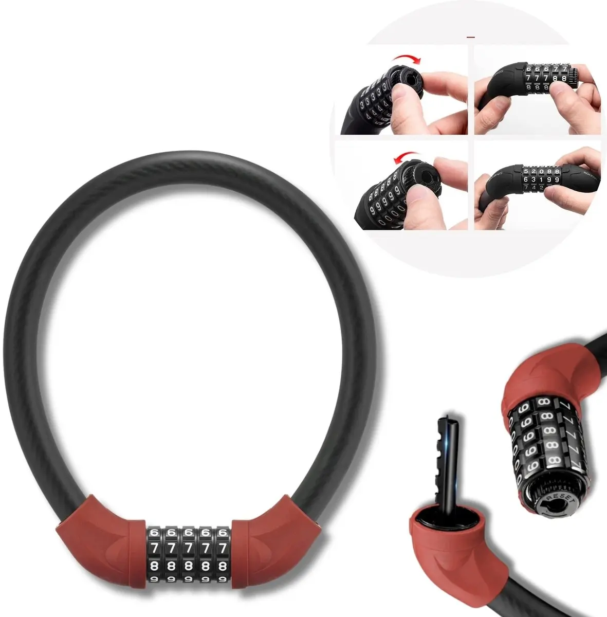 Velosipēda slēdzene Rockbros RKS870-BK ar kodu