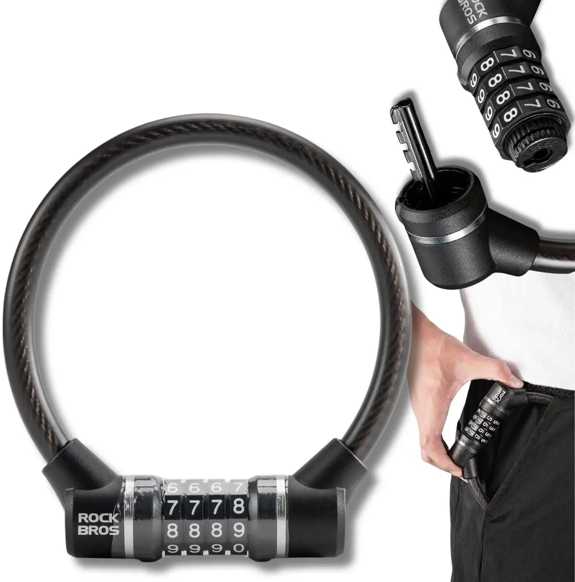 Rockbros 87639-4 velosipēda troses slēdzene ar