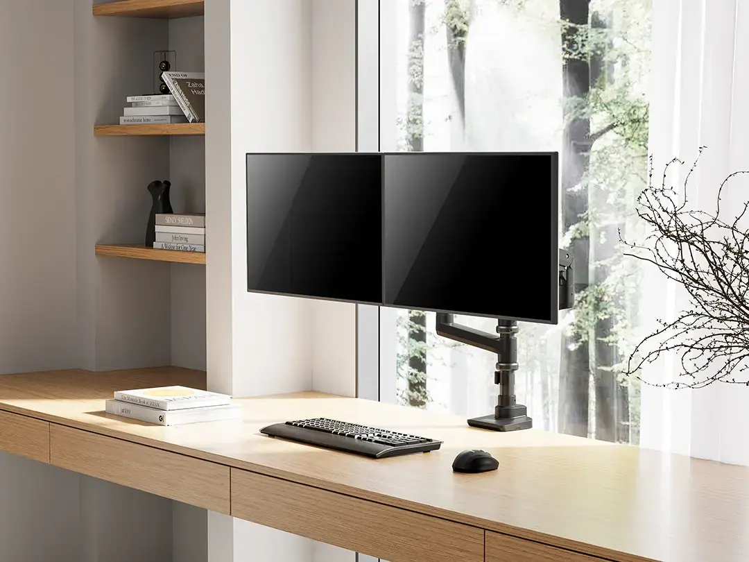 Multibrackets M Deskmount Gas Spring Dual Stacked Pole Monitor Stand Photo 6