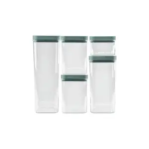 Sausās pārtikas uzglabā&scaron;anas trauku komplekts 0,5L+2x1,2L+1,8L+2,4L Kara caurspīdīgs/zilganzaļ&scaron; 