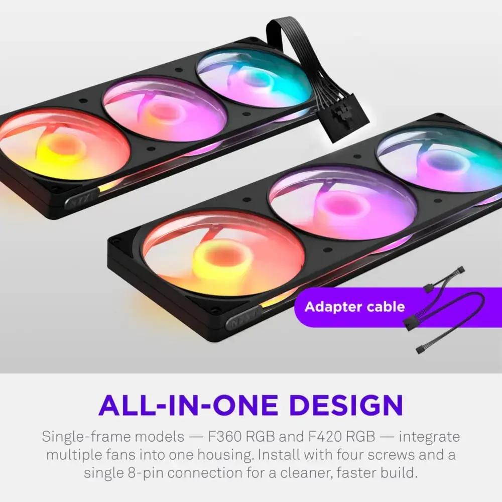NZXT F360 RGB Reverse 360 mm ventilators Photo 5