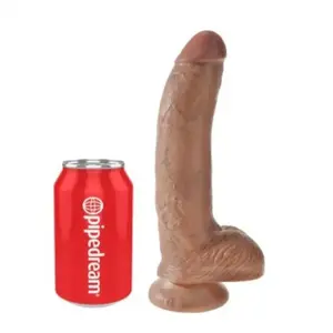 King Cock reālistisks dildo ar sēkliniekiem 22,8 cm, PVC ar piesūcekni