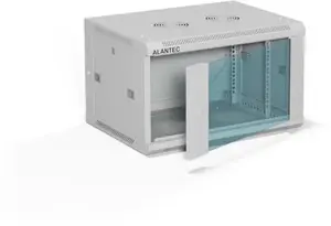 Настенный телекоммуникационный шкаф Alantec 19 дюймов 6U 600x450, стеклянная дверь, разборный, серый