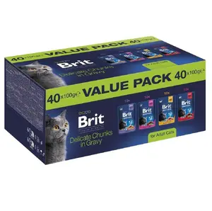 Brit Premium by Nature mitrā barība pieaugušiem kaķiem, 40x100g