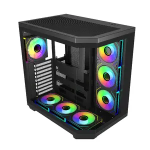 FSP U580-BA Big Tower datora korpuss ar caurspīdīgu sānu paneli, melns