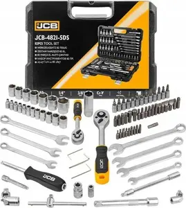 JCB 82-Piece Socket Wrench Set 1/4" and 3/8" Drive