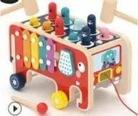 LEANToys Wooden Whack-a-Mole Skill Game with Xylophone for Children