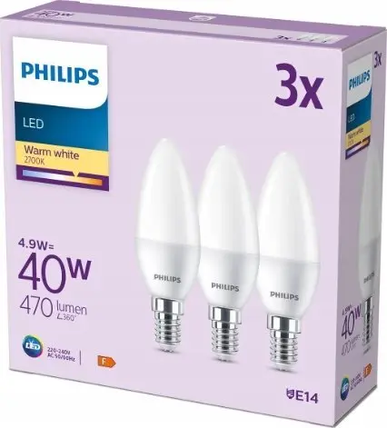 Philips B35 E14 LED sveces formas spuldze, 3 gab. Photo 2