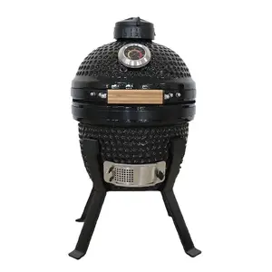 Kamado Bono Picnic Ceramic Grill 13″ Kamado barbecue/grill Cart Charcoal (fuel) Black