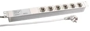 EFB 19" 1HE Steckdosenleiste 6 x CEE 7/3 , mit GerĂ¤tevollsch