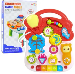 LeanToys Stolik Interaktywny Edukacyjny Dla Malucha Światła Dźwięki Kolorowy 6w1 EDUKAMP