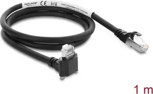 Кабель для камеры Delock GigE RJ45 с угловым разъемом 90° и винтами, Cat.6 S/FTP, 1 м, черный