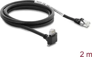 Кабель для камер Delock GigE RJ45 с угловым разъемом 90° и винтами, Cat.6 S/FTP 2 м, черный