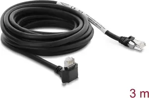 Кабель для GigE камер Delock RJ45 90° угловой с винтами на RJ45 Cat.6 S/FTP 3 м черный