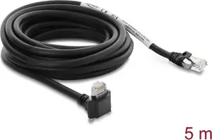 Кабель для камер Delock GigE RJ45 с угловым разъемом 90° и винтами, Cat.6 S/FTP 5 м, черный