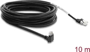 Delock GigE Kamera Kabel RJ45 Stecker 90° gewinkelt mit Schrauben, Steckerlänge 28 mm zu RJ45 Stecker Cat.6 S/FTP 10 m schwarz (80966)