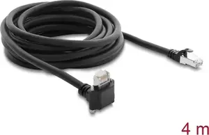 Кабель для камеры Delock GigE RJ45 с угловым разъемом 90° и винтами на RJ45 Cat.6 S/FTP 4 м черный