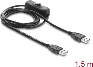 Delock USB A tipa vīrišķais uz vīrišķo barošanas kabelis ar slēdzi 1,5 m