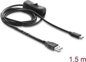 Delock USB Type-A uz USB Type-C strāvas kabelis ar slēdzi 1,5 m