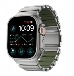 Nomad Stratos Band for Apple Watch 49mm, Natural Titanium and FKM Rubber, Forest