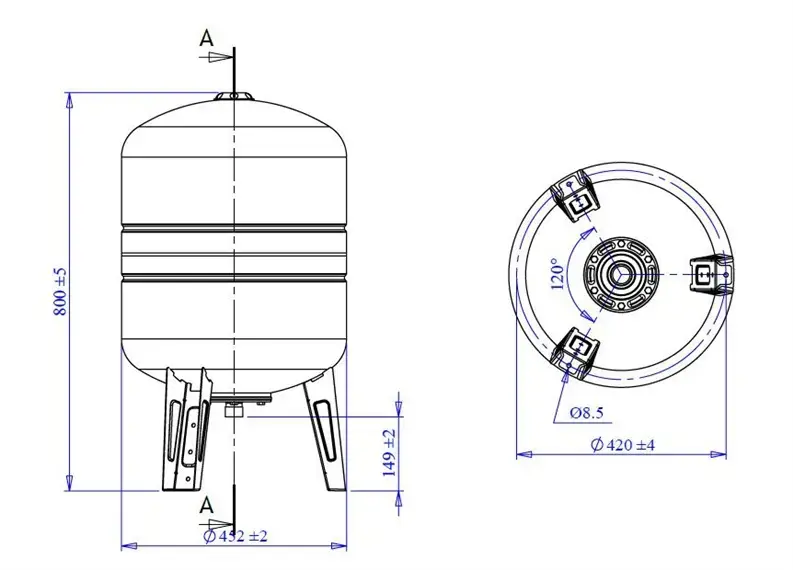 VAREM US080362CS0A2000 vertikālā hidrofora tvertne 80L Photo 2