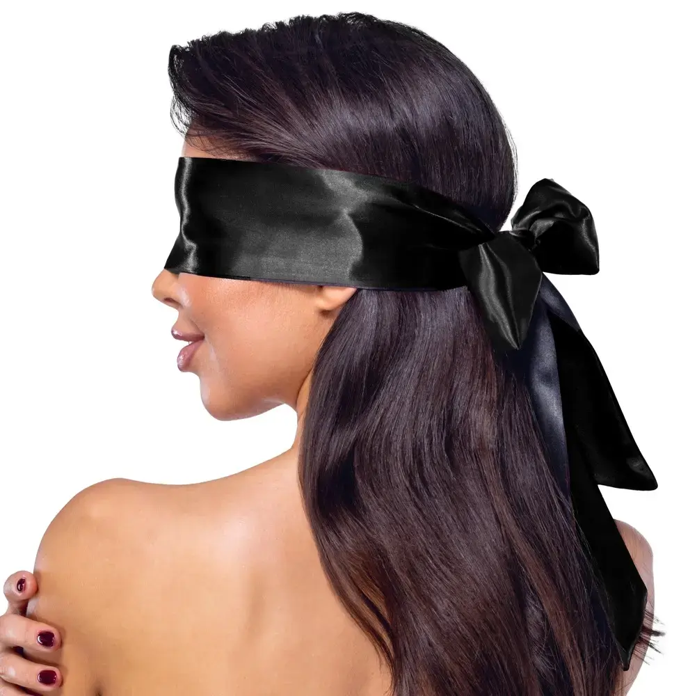Cottelli Collection Bondage Scarf - Black Satin Accessory Photo 3